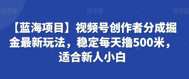 【蓝海项目】视频号创作者分成掘金最新玩法，稳定每天撸500米，适合新人小白-墨韵博客