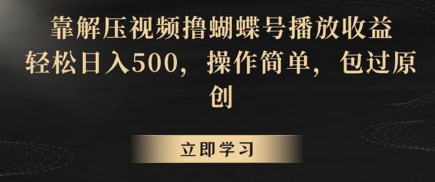 靠解压视频撸蝴蝶号播放收益，轻松日入500，操作简单，包过原创-墨韵博客