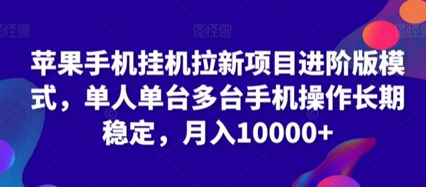 苹果手机挂机拉新项目进阶版模式，单人单台多台手机操作长期稳定，月入10000+-墨韵博客