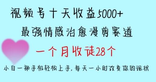 十天收益5000+，多平台捞金，视频号情感治愈漫剪，一个月收徒28个，小白一部手机轻松上手-墨韵博客