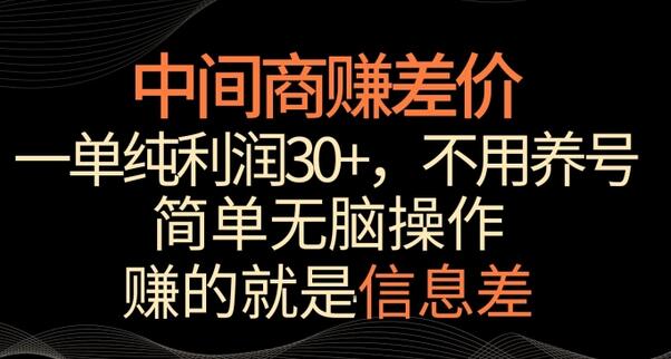 中间商赚差价，一单纯利润30+，简单无脑操作，赚的就是信息差，轻轻松松日入1000+-墨韵博客