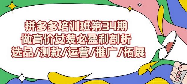 拼多多培训班第34期：做高价女装必盈利剖析选品/测款/运营/推广/拓展-墨韵博客