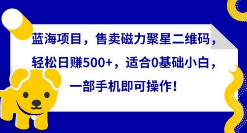蓝海项目，售卖磁力聚星二维码，轻松日赚500+，适合0基础小白，一部手机即可操作-墨韵博客