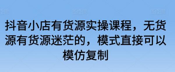 抖音小店有货源实操课程，无货源有货源迷茫的，模式直接可以模仿复制-墨韵博客