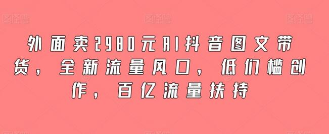 外面卖2980元AI抖音图文带货，全新流量风口，低们槛创作，百亿流量扶持-墨韵博客