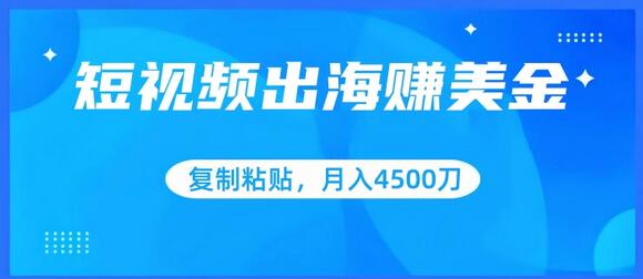短视频出海赚美金，复制粘贴批量操作，小白轻松掌握，月入4500美刀-墨韵博客