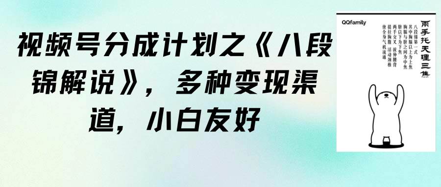 视频号分成计划之《八段锦解说》，多种变现渠道，小白友好（教程+素材）-墨韵博客