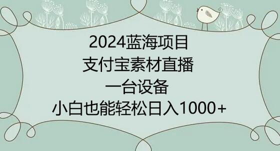 2024年蓝海项目，支付宝素材直播，无需出境，小白也能日入1000+ ，实操教程-墨韵博客