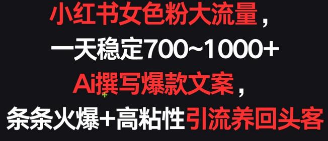 小红书女色粉大流量，一天稳定700~1000+ Ai撰写爆款文案，条条火爆+高粘性引流养回头客-墨韵博客