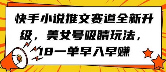 快手小说推文赛道全新升级，美女号吸睛玩法，18一单早入早赚-墨韵博客