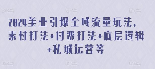 2024美业引爆全域流量玩法，素材打法 付费打法 底层逻辑 私城运营等-墨韵博客