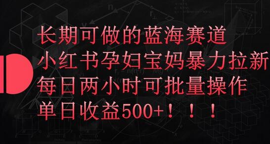 长期可做的蓝海赛道，小红书孕妇宝妈暴力拉新玩法，每日两小时可批量操作，单日收益500+-墨韵博客