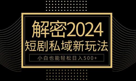 10分钟教会你2024玩转短剧私域变现，小白也能轻松日入500+-墨韵博客
