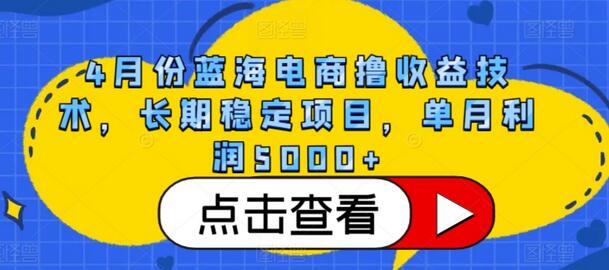4月份蓝海电商撸收益技术，长期稳定项目，单月利润5000+-墨韵博客