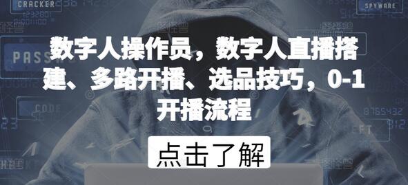 数字人操作员，数字人直播搭建、多路开播、选品技巧，0-1开播流程-墨韵博客