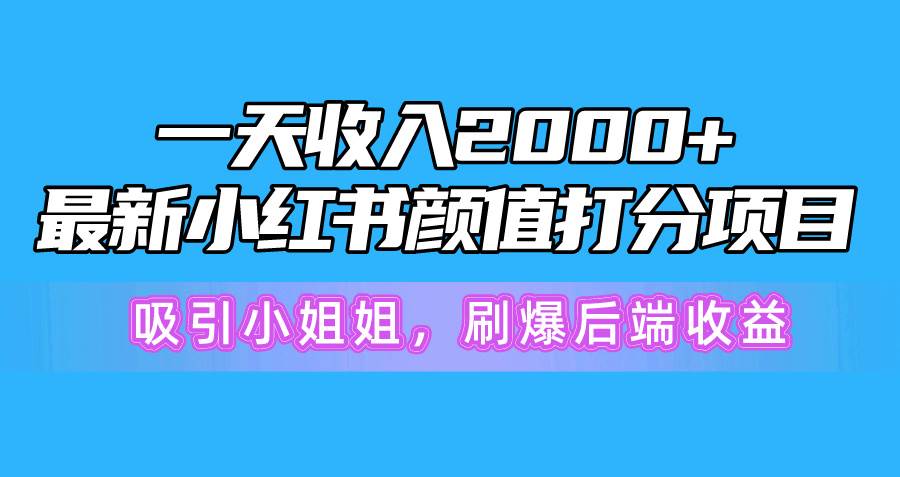 一天收入2000+，最新小红书颜值打分项目，吸引小姐姐，刷爆后端收益-墨韵博客