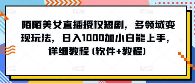 陌陌美女直播授权短剧，多领域变现玩法，日入1000加小白能上手，详细教程(软件+教程)-墨韵博客