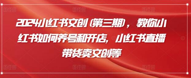 2024小红书文创(第三期)，教你小红书如何养号和开店，小红书直播带货卖文创等-墨韵博客