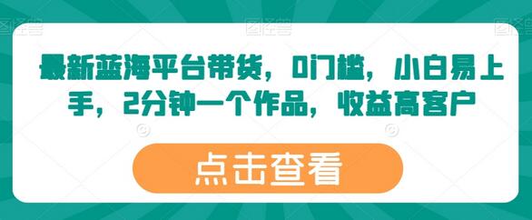 最新蓝海平台带货，0门槛，小白易上手，2分钟一个作品，收益高-墨韵博客