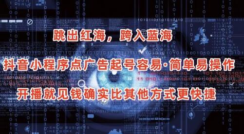 抖音小程序点广告项目，起号容易，简单易操作，开播就见有收益-墨韵博客