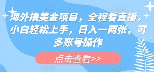 海外赚美金项目，全程看直播，小白轻松上手，日入一两张，可多账号操作-墨韵博客