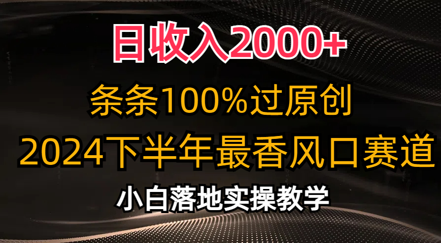 （10951期）日收入2000+，条条100%过原创，2024下半年最香风口赛道，小白轻松上手-墨韵博客