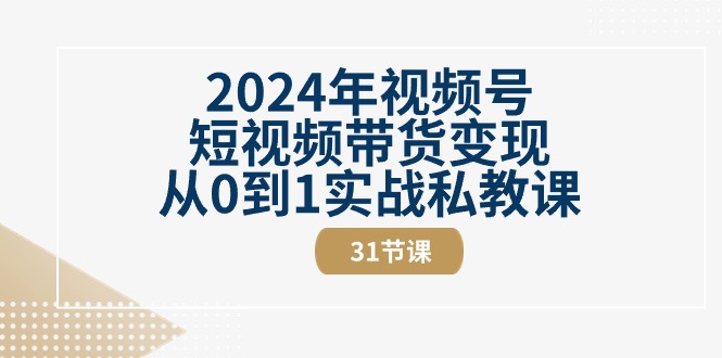 （10931期）2024年视频号短视频带货变现从0到1实战私教课（31节视频课）-墨韵博客
