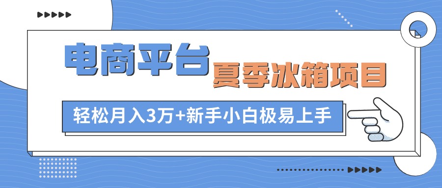（10934期）电商平台夏季冰箱项目，轻松月入3万+，新手小白极易上手-墨韵博客