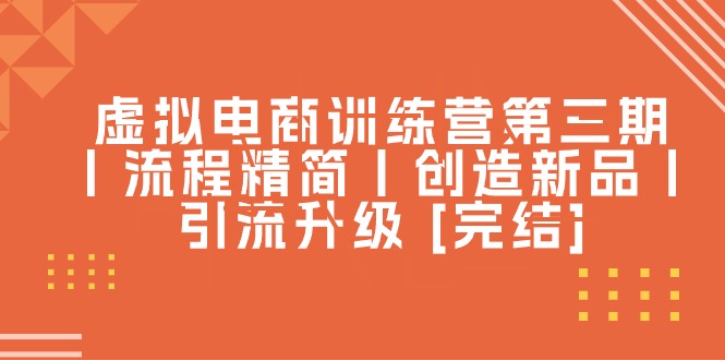 （10960期）虚拟电商训练营第三期丨流程精简丨创造新品丨引流升级 [完结]-墨韵博客