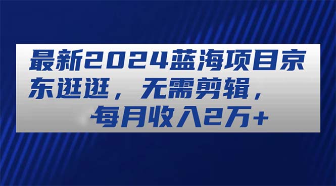 （11041期）最新2024蓝海项目京东逛逛，无需剪辑，每月收入2万+-墨韵博客