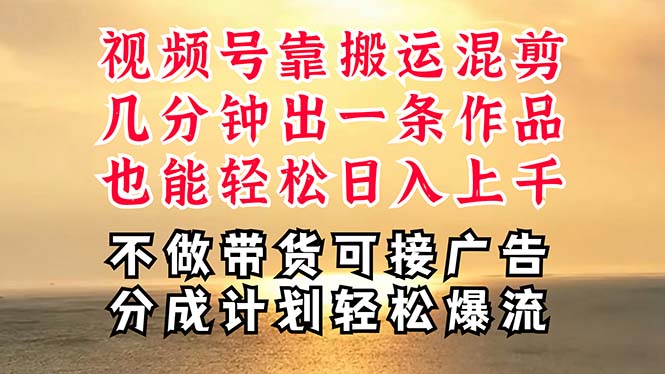 （11087期）深层揭秘视频号项目，是如何靠搬运混剪做到日入过千上万的，带你轻松爆…-墨韵博客