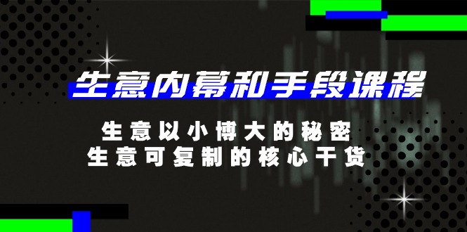 （11085期）生意 内幕和手段课程，生意以小博大的秘密，生意可复制的核心干货-20节-墨韵博客