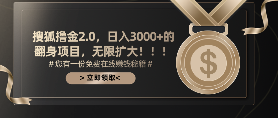 （11196期）搜狐撸金2.0日入3000+，可无限扩大的翻身项目-墨韵博客