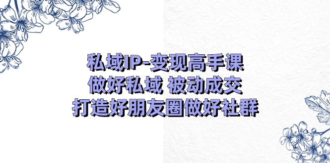 （11209期）私域IP-变现高手课：做好私域 被动成交，打造好朋友圈做好社群（18节）-墨韵博客