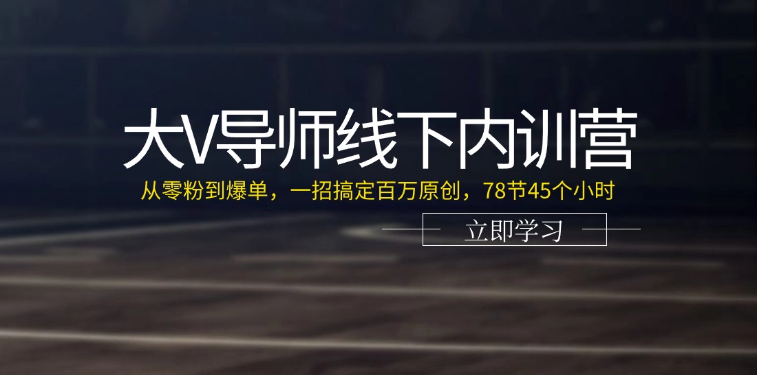 （11261期）大V导师线下内训营：从零粉到爆单，一招搞定百万原创，78节45个小时-墨韵博客
