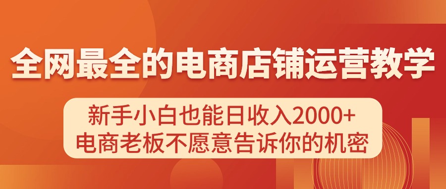 （11266期）电商店铺运营教学，新手小白也能日收入2000+，电商老板不愿意告诉你的机密-墨韵博客
