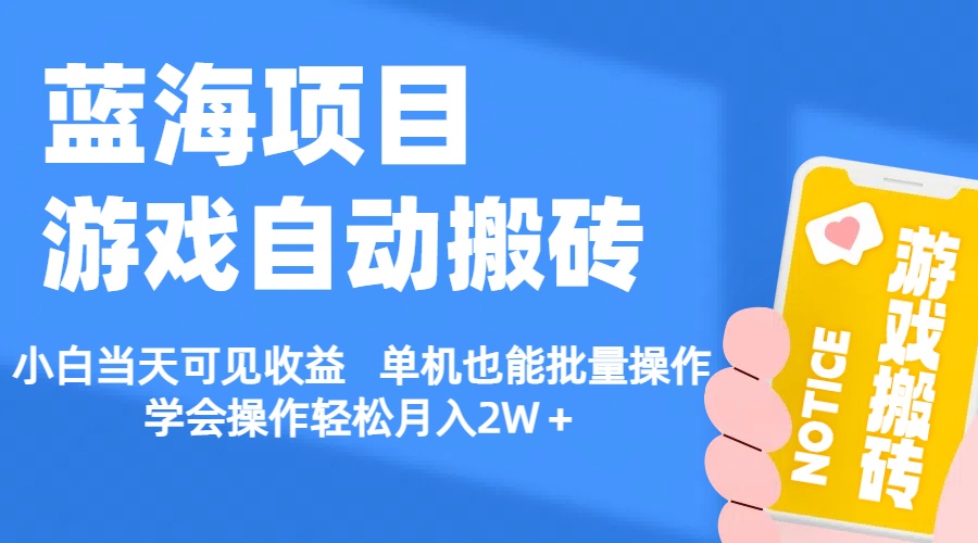 （11265期）【蓝海项目】游戏自动搬砖 小白当天可见收益 单机也能批量操作 学会操…-墨韵博客