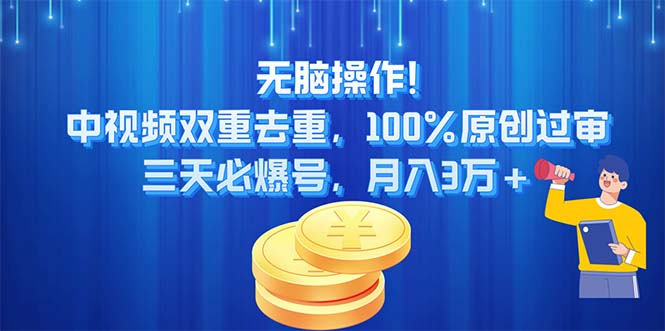 （11353期）无脑操作!中视频双重去重，100%原创过审，三天必爆号，月入3万+-墨韵博客