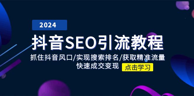 （11352期）抖音 SEO引流教程：抓住抖音风口/实现搜索排名/获取精准流量/快速成交变现-墨韵博客