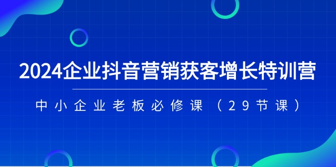 （11349期）2024企业抖音-营销获客增长特训营，中小企业老板必修课（29节课）-墨韵博客