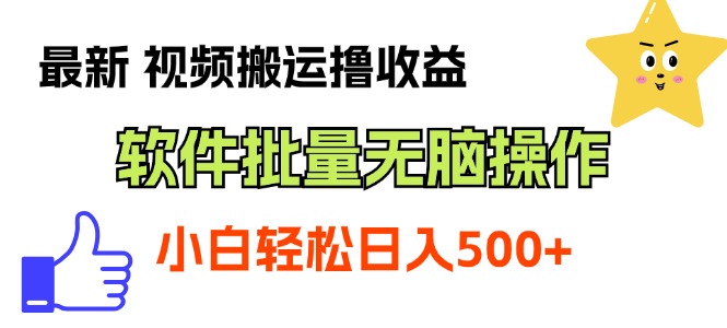 （11386期）最新视频搬运撸收益，软件无脑批量操作，新手小白轻松上手-墨韵博客