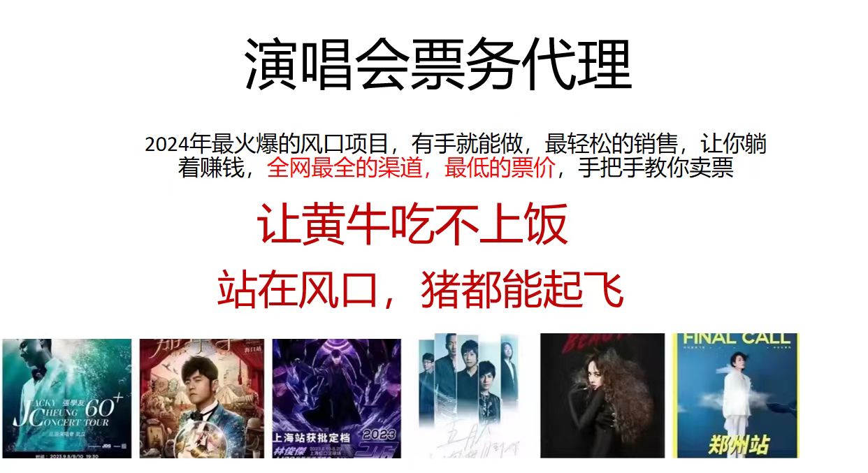 （11421期）演唱会票务代理，2024年最火爆风口项目，全网最低的票价，小白一分钟上…-墨韵博客