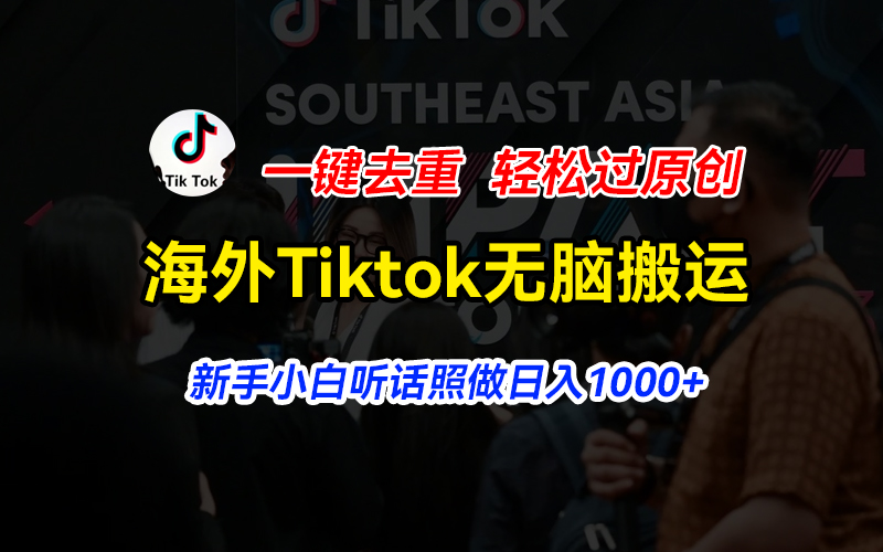 （11487期）海外Tiktok短视频无脑搬运，一键去重轻松过原创，新手小白听话照做日入1000+-墨韵博客