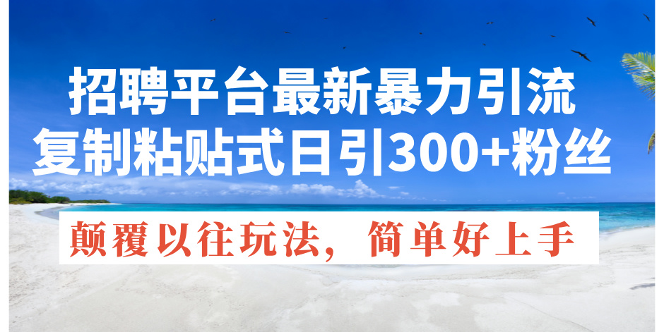 （11538期）招聘平台最新暴力引流，复制粘贴式日引300+粉丝，颠覆以往垃圾玩法，简…-墨韵博客