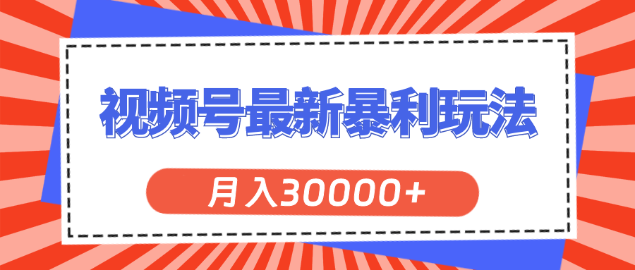 （11588期）视频号最新暴利玩法，轻松月入30000+-墨韵博客
