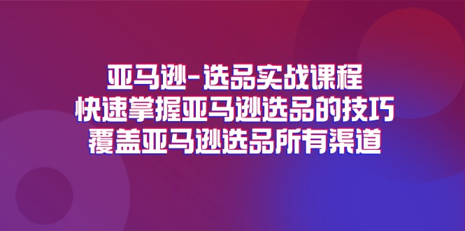 （11620期）亚马逊-选品实战课程，快速掌握亚马逊选品的技巧，覆盖亚马逊选品所有渠道-墨韵博客