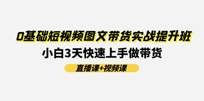 （11641期）0基础短视频图文带货实战提升班(直播课+视频课)：小白3天快速上手做带货-墨韵博客