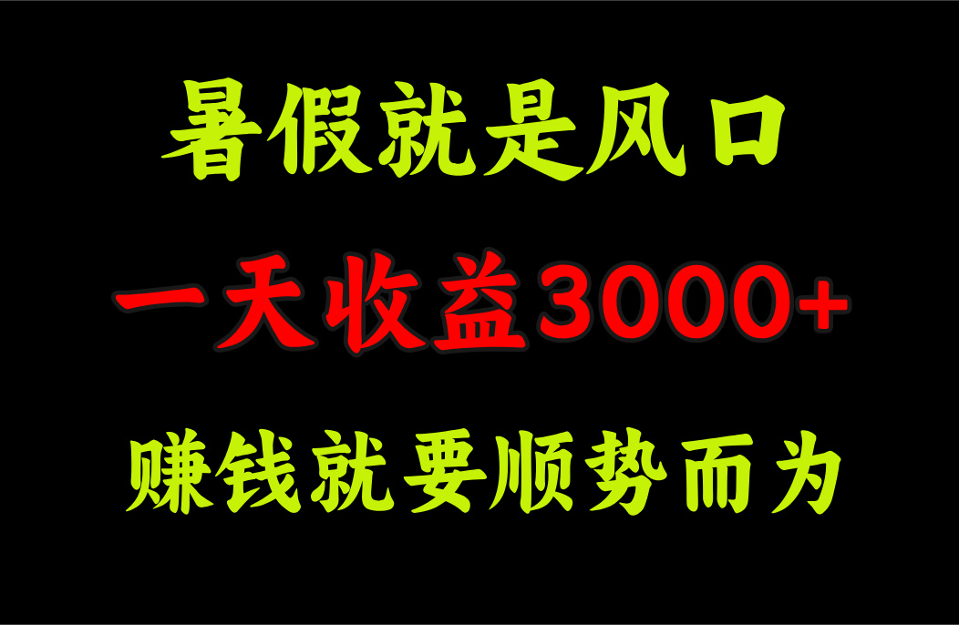 （11670期）一天收益3000+ 赚钱就是顺势而为，暑假就是风口-墨韵博客
