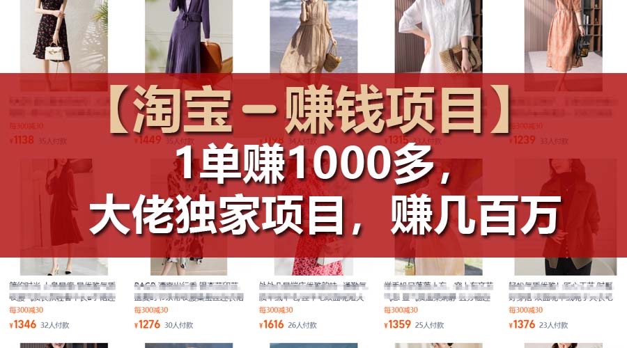（11685期）【淘宝赚钱项目】1单可赚1000多，大佬独家项目，年赚几百万-墨韵博客
