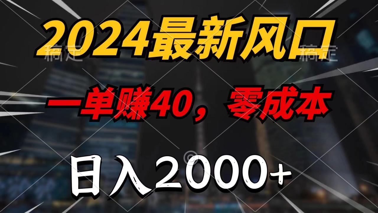 （11696期）2024最新风口项目，一单40，零成本，日入2000+，小白也能100%必赚-墨韵博客